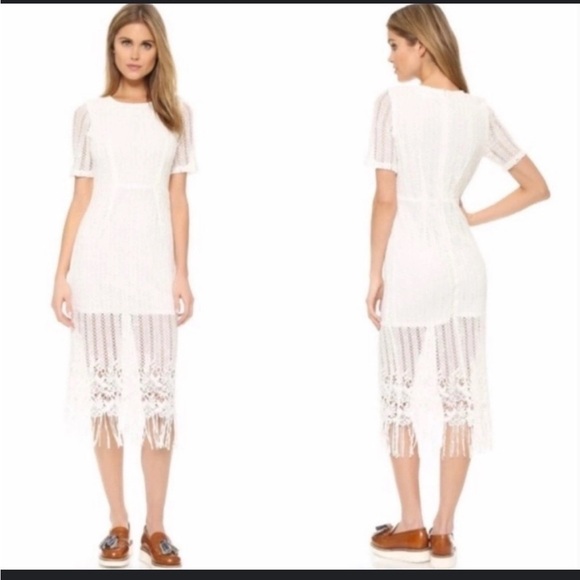 JOA Crochet Fringe Hem Midi Dress - Picture 1 of 7